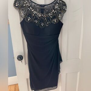 Elegant Black Embellished Dress Xscape 8P